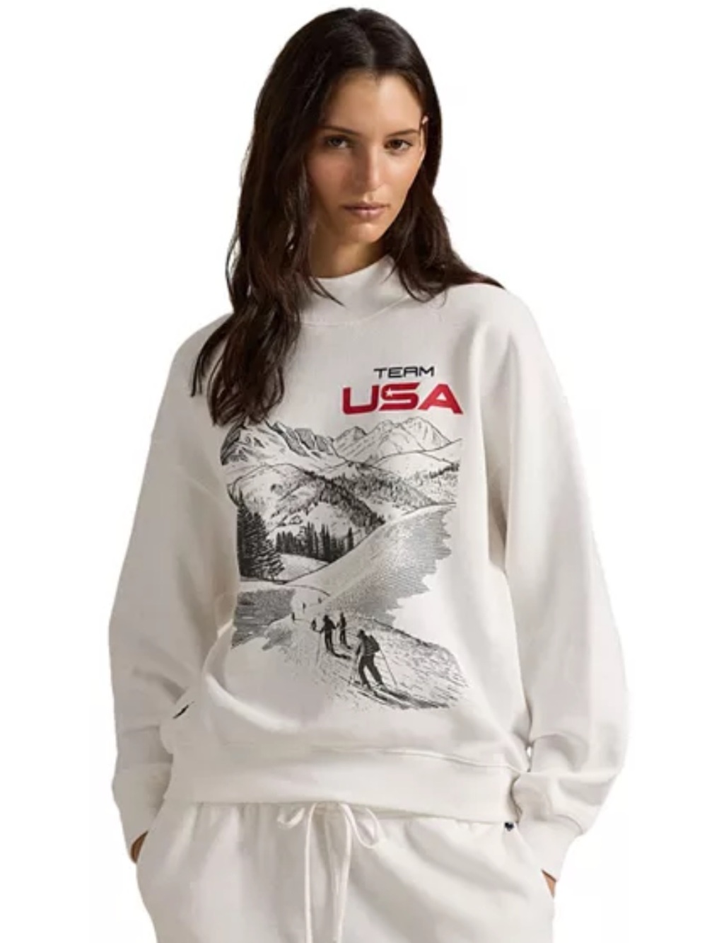 Polo Ralph Lauren Team USA Graphic Mock Neck Sweatshirt Cotton Blend Size M